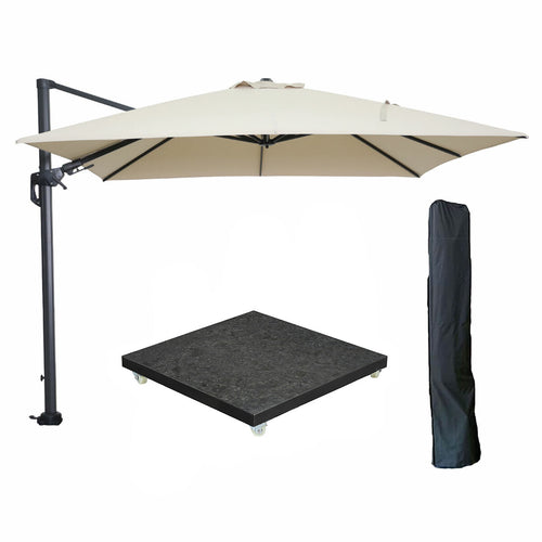 Garden Impressions zweefparasol Hawaii ecru 3x3 m incl 90 kg voet en hoes - vtwonen shop