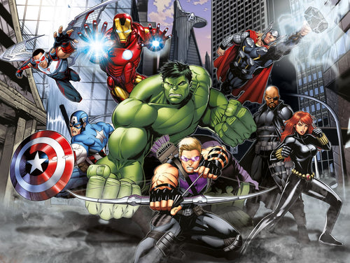 Sanders & Sanders fotobehang The Avengers groen, rood en grijs - 375 x 270 cm - 601035