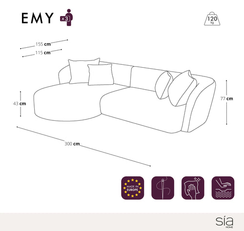 Sia Home - Hoekbank links EMY - Fluweel - Mosterd - 300cm - vtwonen shop