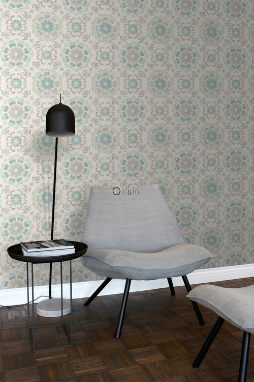 Origin Wallcoverings behang suzani bloemen celadon groen - 53 cm x 10,05 m - 347423 - vtwonen shop