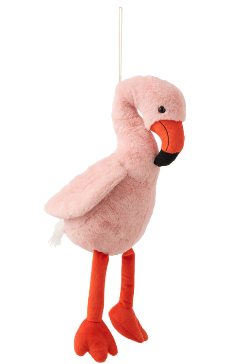 J-Line knuffel Flamingo - polyester - roze/oranje - large