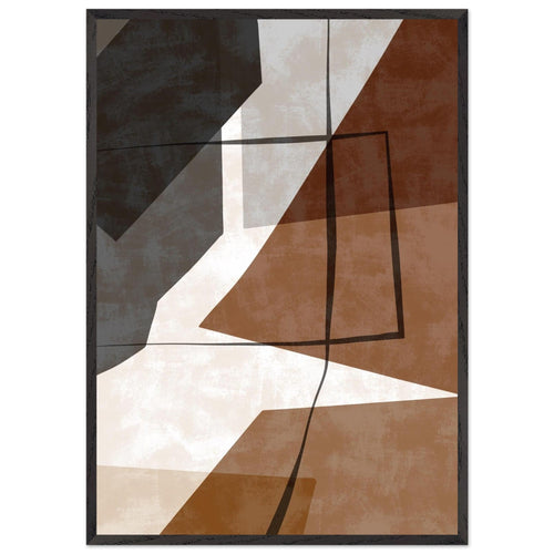 Artfulprints Poster met Lijst Boho – Earth geometry   - 70x100 cm - Bruin