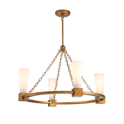 Zylindrische Pendelleuchte, modernes Antik-Gold, 4 x E27