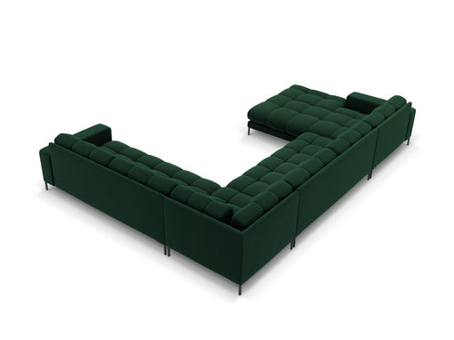 Cosmopolitan Design Panoramische hoekbank rechts Bali 7-zits, flueel, flessengroen - 256x327x75cm