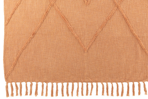 J-Line plaid Kwastjes - katoen - zalm - 190 x 56 cm - vtwonen shop