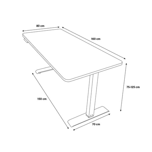 Home Deluxe in hoogte verstelbaar bureau LUMINA Zwart - Wit