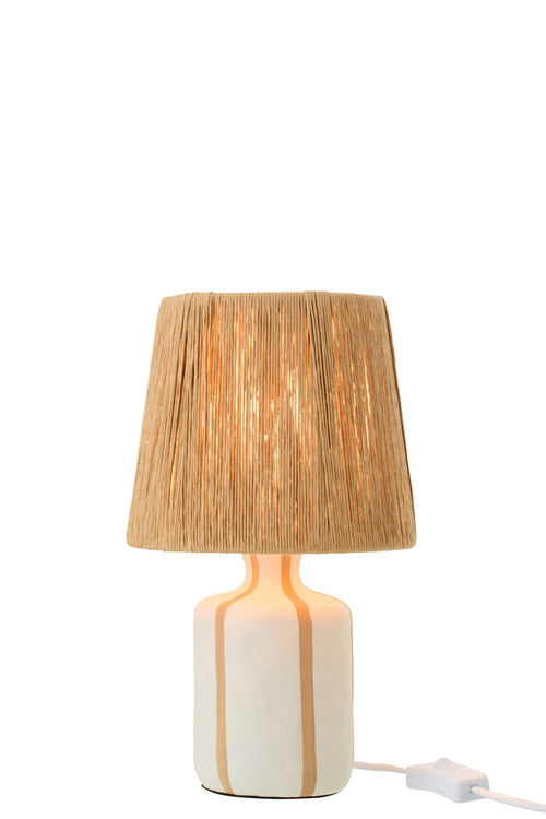 J-Line tafellamp Gestreept - keramiek - naturel/wit - small