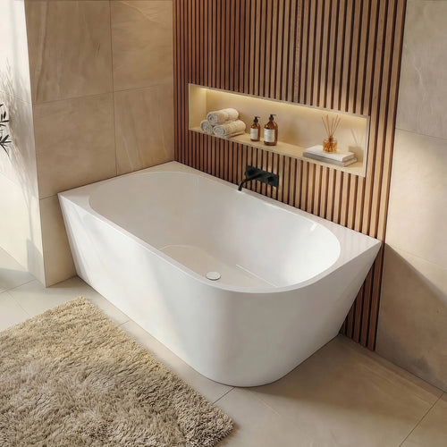 Badplaats Ligbad Isia 170 x 78 x 60 cm – Hoekbad – Hoogglans wit – links