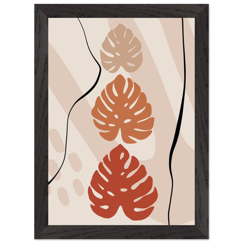 Artfulprints Poster met Lijst Boho – Tropical trio   - A4 21x29.7 cm - Taupe