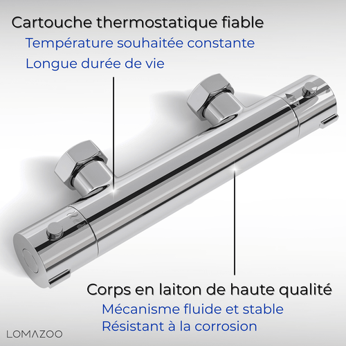 LOMAZOO thermostatische douchekraan - met temperatuurbegrenzer 38°C - chroom - h.o.h. 12 cm