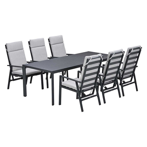 Garden Impressions Kasper tuinset 7-delig - tuintafel 220x93 cm donker grijs