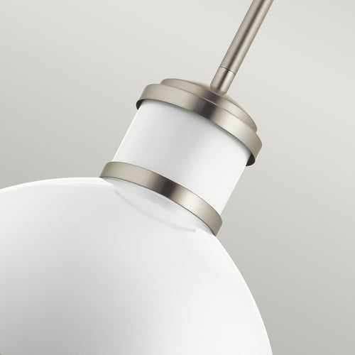 Elstead Kichler Tollis Globe hanglamp geborsteld nikkel en wit