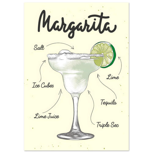 Artfulprints  Margarita cocktail – Illustratie   poster A4 21x29.7 cm - vtwonen shop