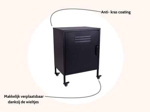 MaximaVida metalen lockerkastje Finn met wieltjes 52 x 40 x 67 cm zwart - vtwonen shop