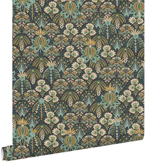 ESTAhome behang vintage bloemen in art nouveau stijl vergrijsd groen, blauw en beige - 50 x 900 cm - 130994 - vtwonen shop