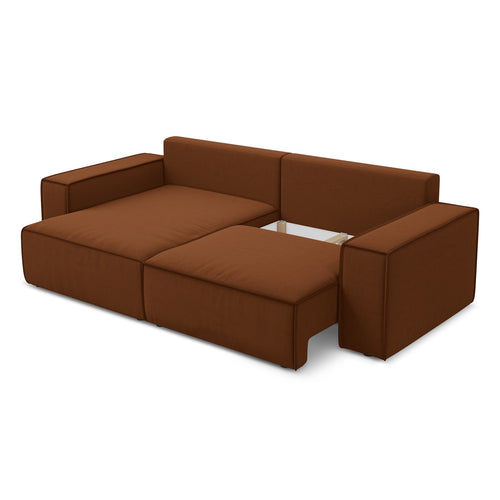 LaMiaSofa hoekbank links Livorno - velours - terracotta - 257x148x82