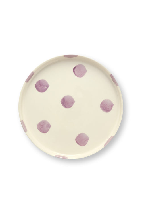 vtwonen -  Lunchbord - Stippen - Lila - Set van 2 - Keramiek - 20cm