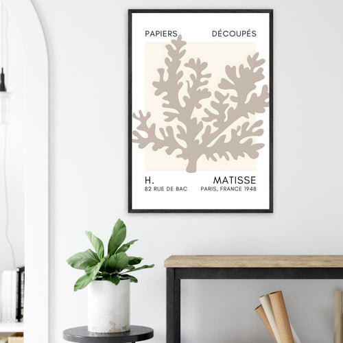 Artfulprints Poster Matisse – Aqua bloom grey   - A4 21x29.7 cm - Grijs