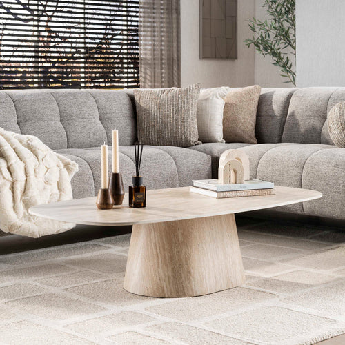 Giga Living Salontafel Centro - Organisch Travertin - 135x70x40cm