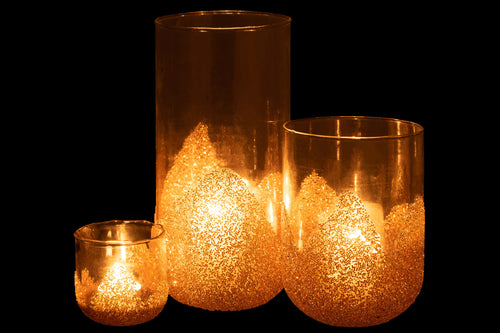 J-Line kaarshouder Strass - glas - transparant/goud - large