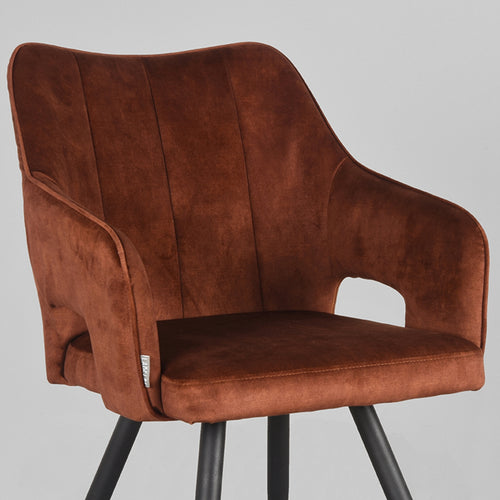 LABEL51 Eetkamerstoel Noud - Bruin Velvet - Zithoogte 49cm - vtwonen shop