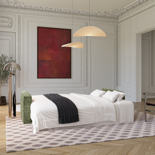 Premium Interiors - Slaapbank met opbergruimte  - stof met tweed-effect groen 254cm