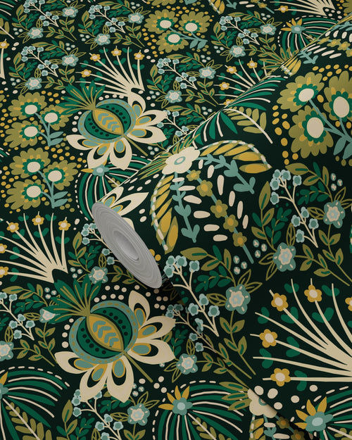 ESTAhome behang vintage bloemen in art nouveau stijl groen - 50 x 900 cm - 131507 - vtwonen shop