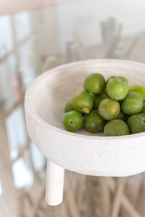 J-Line schaal Op Tripod - hout - wit