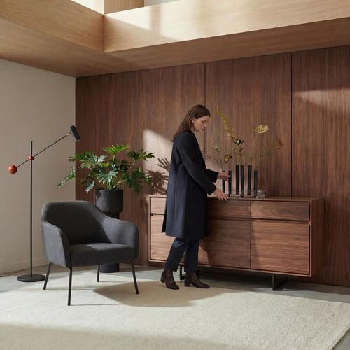 Furnhouse 3-deurs dressoir Tokyo - Amerikaanse walnoot - MDF, Amerikaans walnootfineer - 45x155x82