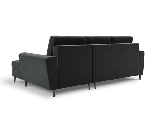 Cosmopolitan Design Converteerbare hoekbank rechts met opbergdoos Kyoto 4-zits, flueel, donkergrijs - 145x241x88cm