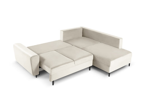 Cosmopolitan Design Converteerbare hoekbank rechts met opbergdoos Kyoto 5-zits, flueel, lichtbeige - 194x243x88cm