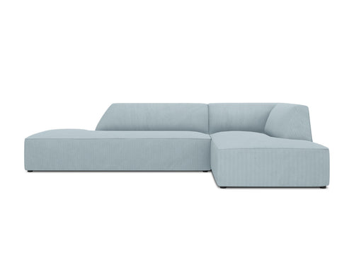 Micadoni rechter hoekbank Ruby 4-zits, ribfluwelen, lichtblauw - 180x273x69cm