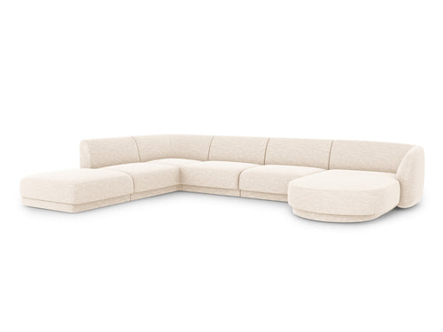Micadoni Panoramische hoekbank links Miley 6-zits, chenille, lichtbeige - 255x330x70cm