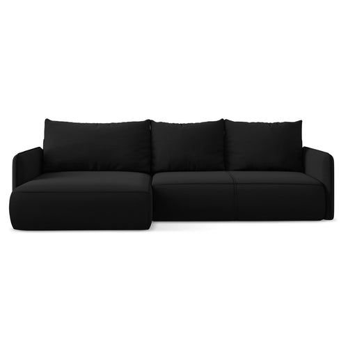 LaMiaSofa hoekbank links Palermo - velours - zwart - 240x148x86