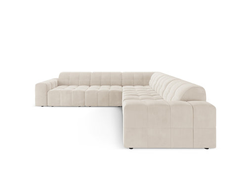Cosmopolitan Design Hoekbank CHICAGO 4-zits, flueel lichtbeige - 285x285x78cm