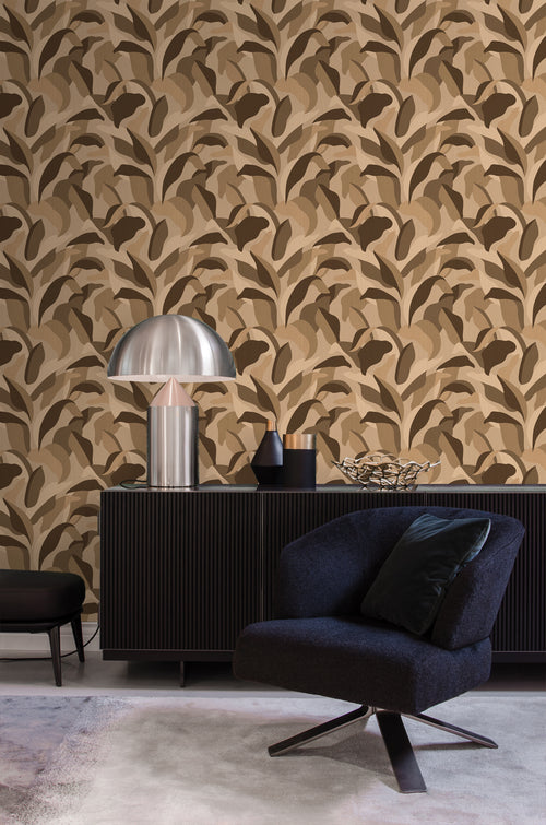 Origin Wallcoverings behang tropische bladeren bruin - 50 x 900 cm - 348064