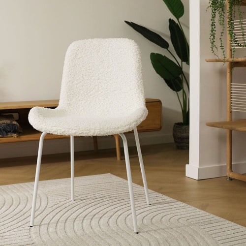 Nolon Nora-Fé Eetkamerstoel Teddy Wit - Stof - Witte Poten - vtwonen shop