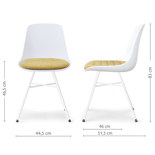 Nolon Noa-Liv eetkamerstoel wit met warm oker zitkussen - wit onderstel