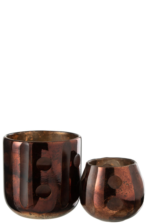 J-Line windlicht Coconut Cylinder - glas - bruin - vtwonen shop