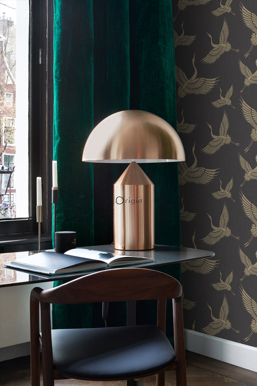 Origin Wallcoverings behang kraanvogels zwart en beige - 50 x 900 cm - 347810 - vtwonen shop