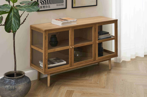 Furnhouse 3-deurs dressoir Svendborg - Natuurlijk eikenhout - MDF, Eikenfineer - 40x137x80