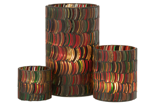 J-Line windlicht Mozaiek Curve - glas - mix - large