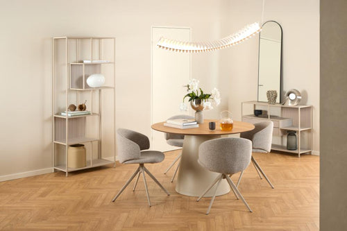 Rebellenclub Eetkamertafel Leeds - ø120 cm - Greige met Eiken Blad