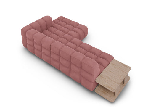 Cosmopolitan Design Modulaire hoekbank rechts Sky 4-zits, flueel, zalm - 162x297x70cm