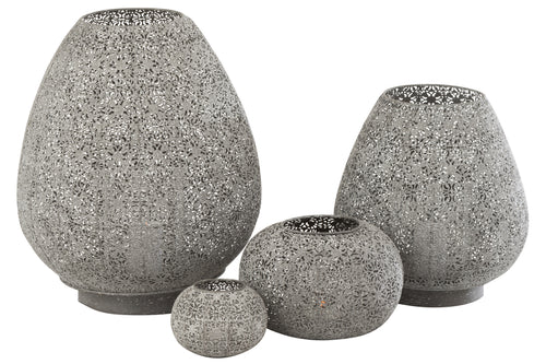 J-Line windlicht Oosters Eivorm - metaal - grijs - large - vtwonen shop