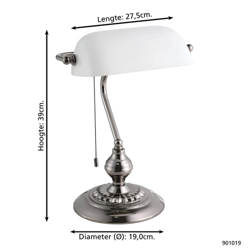 EGLO bureaulamp Banker - tafellamp - e27 - 39 cm - wit
