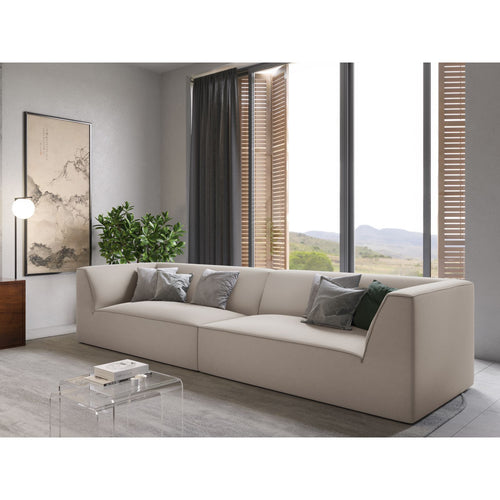 Cosmopolitan Design - Bank Siena 4-zits, flueel beige - 93x302x69cm