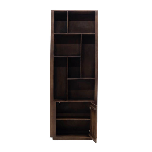 Giga Meubel Wandkast Finn - Donkerbruin Mangohout - 80x45x220cm - vtwonen shop