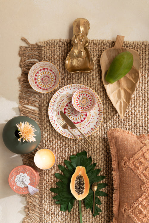 J-Line schaal Blad - hout - naturel - small