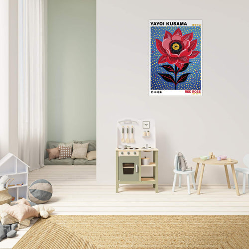 Artfulprints  Yayoi Kusama - Red rose and dots   poster 50x70 cm - vtwonen shop